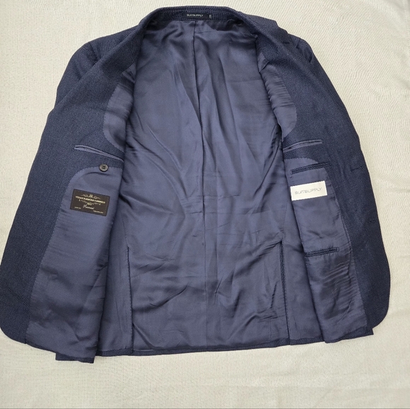 SuitSupply Havana Blazer Men's US 44S Textured Navy VBC Wool Classic Sport Coat
